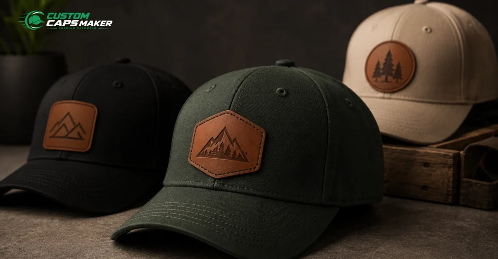 custom leather patch caps